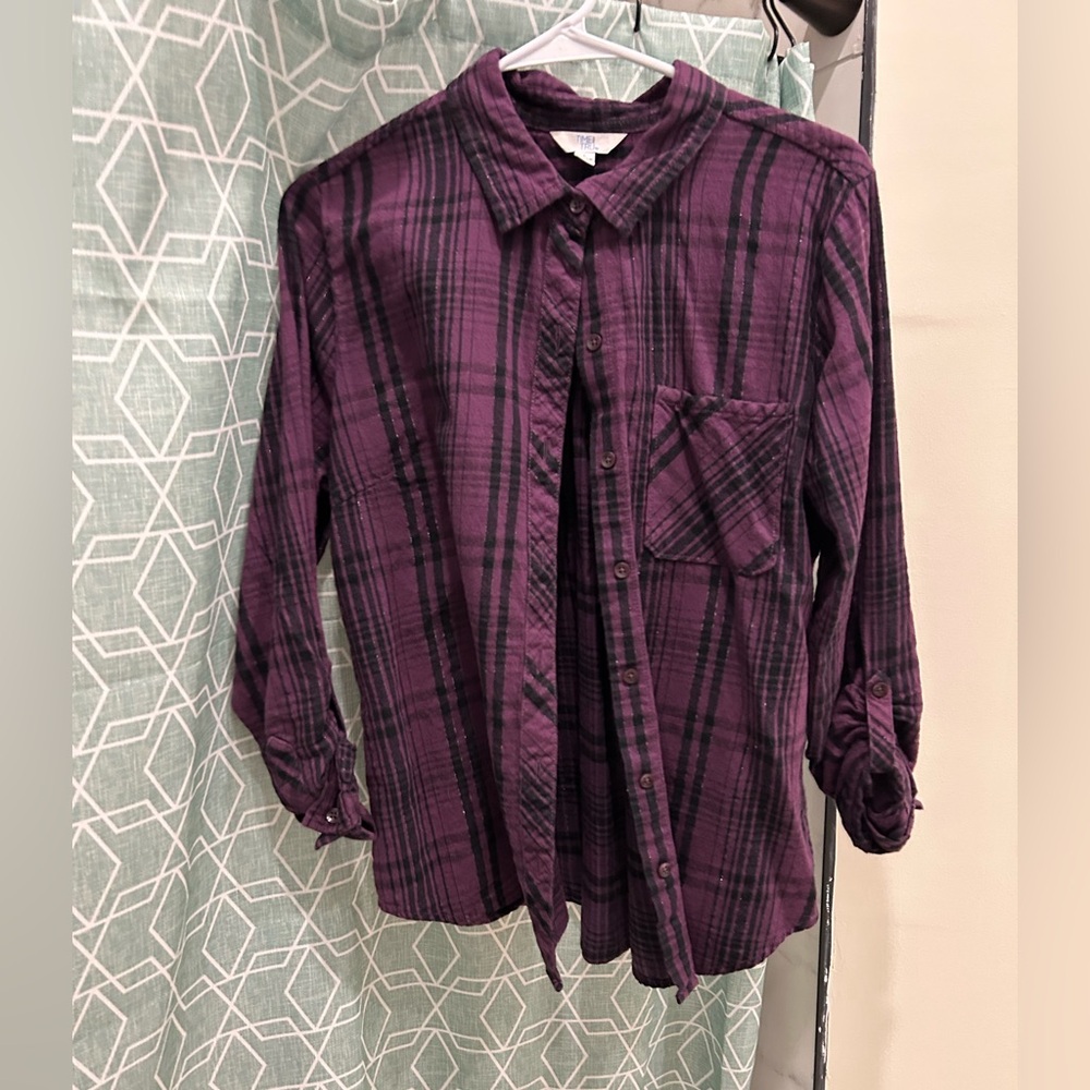 Time and Tru Deep Purple Striped Top